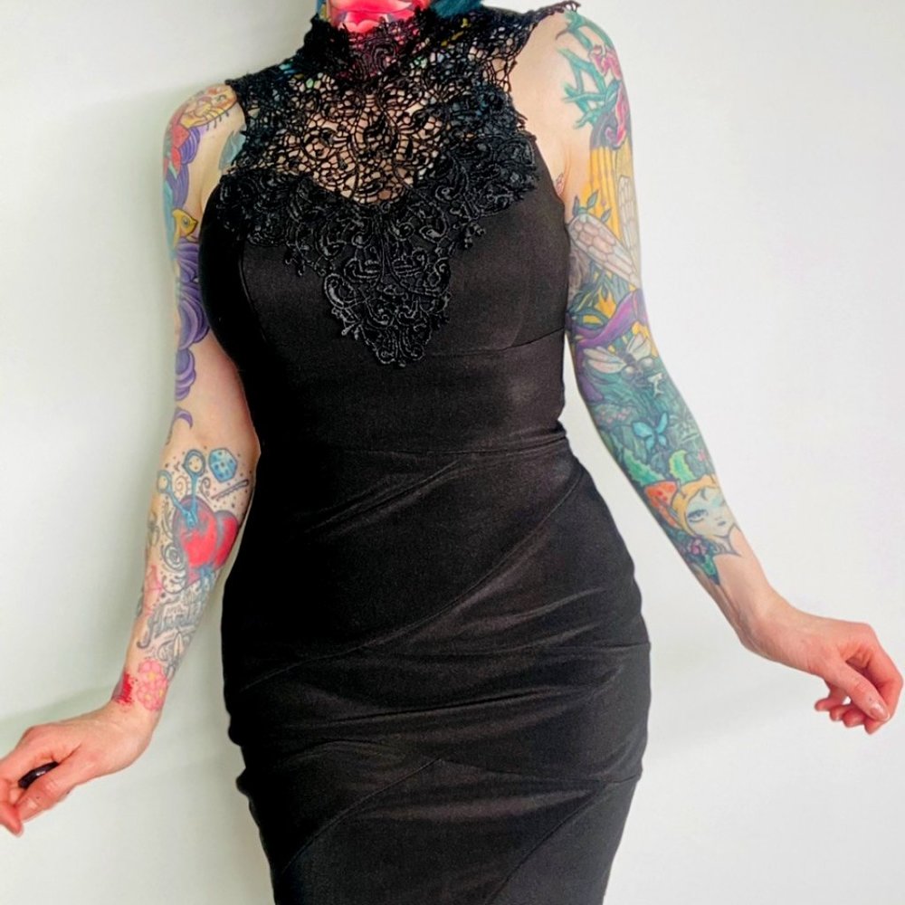 black lace dress